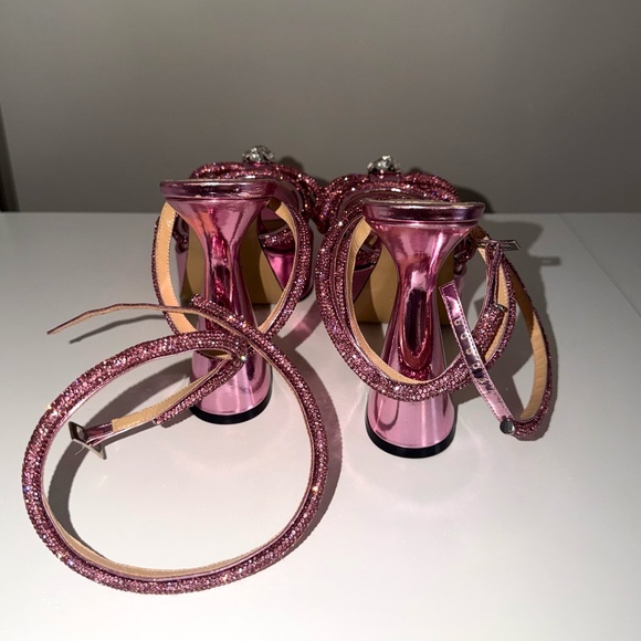 MACH & MACH Metalic Pink Double Crystal Bow Platform Pump - Picture 3 of 7